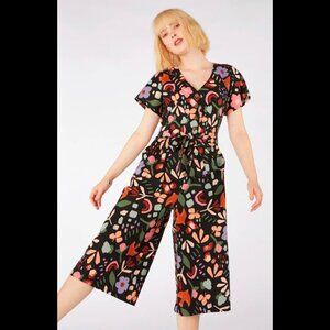 Princess Highway Floral Print Jumpsuit Wide Leg Cropped V-Neck Romper
